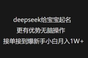 deepseek给宝宝起名更有优势无脑操作接单接到爆新手小白月入1W+-如意资源库