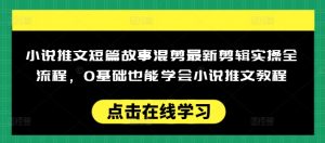 小说推文短篇故事混剪最新剪辑实操全流程,0基础也能学会小说推文教程,肯干多发日入多张-如意资源库