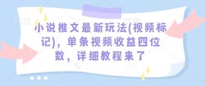 小说推文最新玩法(视频标记),单条视频收益四位数,详细教程来了-如意资源库