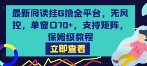 最新阅读挂G撸金平台,无风控,单窗口70+,支持矩阵,保姆级教程【揭秘】-如意资源库