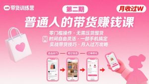 小红书带货第二期训练营,普通人月收过W的带货课,时间自由,零门槛无压货,一部手机即可操作-如意资源库