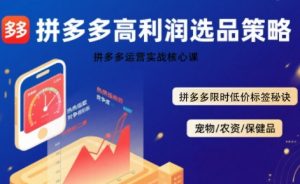 拼多多选品暴利技术实战课,拼多多高利润选品策略,拼多多限时低价标签秘诀-如意资源库