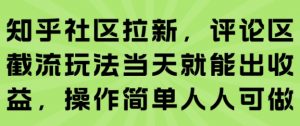 知乎社区拉新,评论区截流玩法当天就能出收益,操作简单人人可做-如意资源库