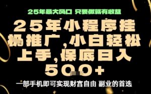 微信小程序挂G推广,解放双手,保底日入5张【揭秘】-如意资源库