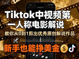 Tiktok中视频第一人称电影解说,教你从0到1剪出一个优秀的原创解说作品,新手也能挣美金-如意资源库