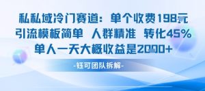 私域冷门赛道单个收费198米引流模板简单人群精准 45%的转化率单人一天大概收益多张-如意资源库
