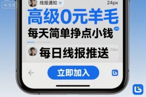 高级0元羊毛线报社群项目,每天简单挣点小钱-如意资源库