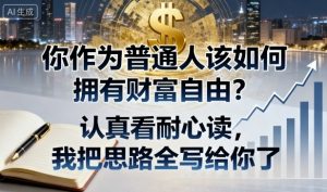 付费文章:你作为普通人该如何拥有财富自由?认真看耐心读,我把思路全写给你了-如意资源库