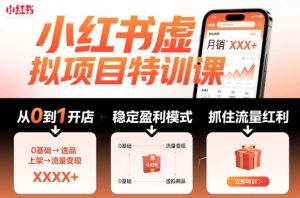 小红书虚拟项目特训课，帮你从0到1打造稳定盈利的店铺，抓住流量红利（更新9月）-如意资源库