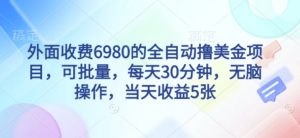 外面收费6980的全自动撸美刀项目,可批量,每天30分钟,无脑操作,当天收益5张【揭秘】-如意资源库