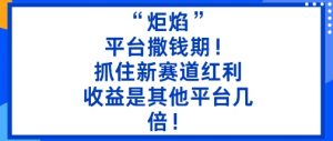 “炬焰”：平台撒钱期！抓住新赛道红利，5分钟二创内容，收益是其他平台几倍！-如意资源库