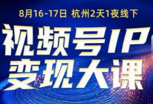 视频号ip变现大课8月16-17日线下课，一次性讲透视频号矩阵、投放、引流、转化的全流程SOP-如意资源库