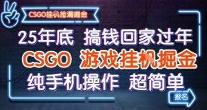 25年底搞钱回家过年，CSGO游戏挂G掘金，纯手机操作超简单【揭秘】-如意资源库