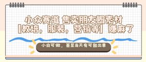 小众赛道售卖朋友圈素材【教培,服装,营销等】賺麻了,小白可做,甚至当天有可能出单-如意资源库