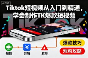 Tiktok短视频从入门到精通，学会制作TK爆款短视频-如意资源库