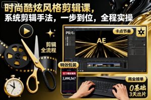 时尚酷炫风格剪辑课,系统剪辑手法,一步到位,全程实操-如意资源库