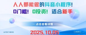 人人都能做的抖音小程序,0门槛0成本,适合新手-如意资源库