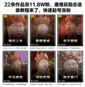 22条作品涨11.8W粉,唐僧反励志语录教程来了,快速起号涨粉-如意资源库