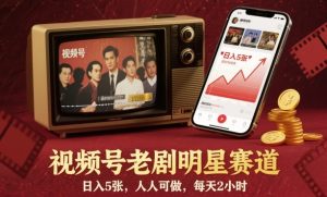 视频号老剧明星赛道,日入5张,人人可做,每天2小时-如意资源库