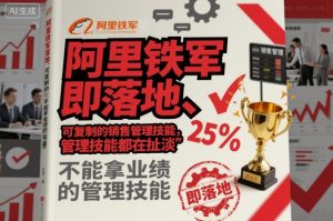 阿里铁军即落地、可复制的销售管理技能,不能拿业绩的管理技能都在扯淡-如意资源库