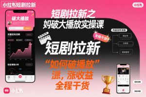 短剧拉新之小红书如何破大播放实操课，如何破播放，涨收益，全程干货-如意资源库