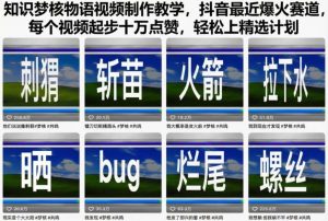 知识梦核物语视频制作教学,抖音最近爆火赛道,每个视频起步十万点赞,轻松上精选计划-如意资源库