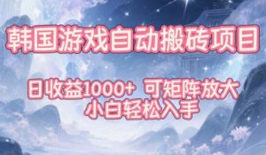 韩国游戏自动搬砖项目,日收益1k+,可矩阵放大,小白轻松入手【揭秘】-如意资源库