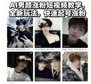 AI男颜涨粉短视频教学,全新玩法,快速起号涨粉-如意资源库