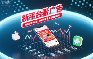 新平台看广告，养好机一条0.3到5米，每天上限100条，支持苹果安卓可批量操作-如意资源库