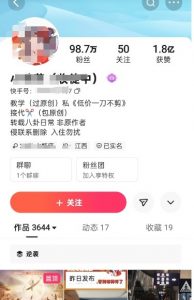 快手百万粉丝博主快手一刀不剪无脑搬运技术，几分钟就能搞定一条作品，条条过同框-如意资源库