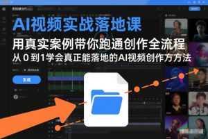 AI视频实战落地课，用真实案例带你跑通创作全流程，从0到1学会真正能落地的AI视频创作方法-如意资源库