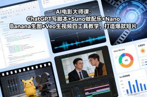 AI电影大师课:ChatGPT写脚本+Suno做配乐+Nano Banana生图+Veo生视频,打造爆款短片-如意资源库