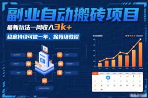 副业自动搬砖项目，最新玩法一周收入3k+，稳定持续可做一年，保姆级教程【揭秘】-如意资源库