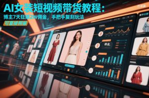 AI女装短视频带货教程：博主7天狂賺2W佣金，手把手复刻玩法，可直接照搬-如意资源库