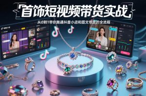 首饰短视频带货实战,从0到1带你跑通抖音小店和图文带货的全流程-如意资源库