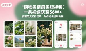 植物类情感类短视频，一条视频获赞36W+，橱窗带货轻松玩转，附保姆级拆解教程-如意资源库