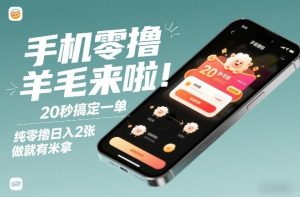 手机零撸薅羊毛来啦!20秒搞定一单,纯零撸日入2张,做就有米拿【揭秘】-如意资源库