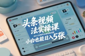 头条视频玩法实操课,从0-1全细节头条所有问题,小白也能日入5张-如意资源库