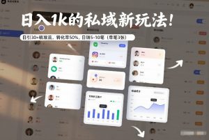 日入1k的私域新玩法:日引30+精准流,转化率50%,日销5-10笔(单笔3张)-如意资源库