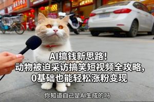 AI搞钱新思路！动物被迫采访搞笑短视频全攻略，0基础也能轻松涨粉变现-如意资源库