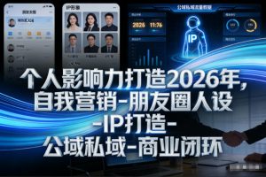 个人影响力打造2026年,自我营销-朋友圈人设-IP打造-公域私域-商业闭环-如意资源库