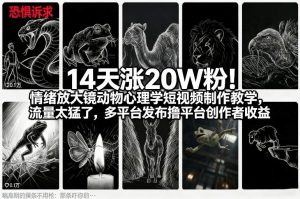14天涨20W粉！情绪放大镜动物心理学短视频制作教学，流量太猛了，多平台发布撸平台创作者收益-如意资源库