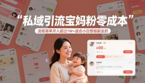 私域引流宝妈粉零成本流程简单月入超过1W+适合小白想做副业的-如意资源库