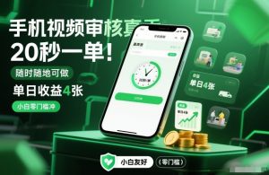 手机视频审核真香!20秒一单,随时随地可做,单日收益4张,小白零门槛冲【揭秘】-如意资源库