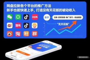 网盘拉新各个平台的推广方法,新手也能快速上手,打造没有天花板的被动收入-如意资源库