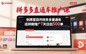 拼多多直通车推广课，别再盲目开拼多多直通车，这样做推广7天日出500单-如意资源库
