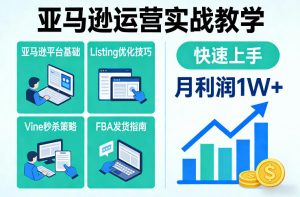 亚马逊运营实战教学,亚马逊平台+Listing优化+Vine秒杀+FBA发货等,快速上手,实现店铺月利润1W-如意资源库