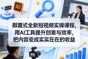 颠覆式全新短视频实操课程，用AI工具提升创意与效率，把内容变成实实在在的收益-如意资源库
