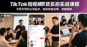 TikTok短视频带货实拍实战课程，手把手带你从零起步，助你快速出单，突破瓶颈-如意资源库