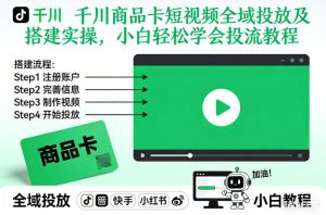 千川商品卡短视频全域投放及搭建实操，小白轻松学会投流教程（更新26年2月）-如意资源库